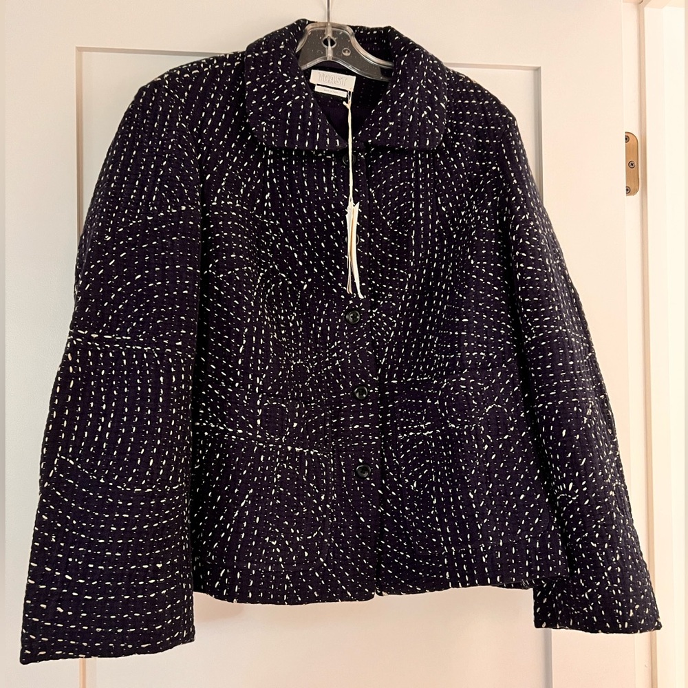 Toast UK Hand Embroidered Kantha Jacket Indigo Size US 12 UK 16 Beautiful - Picture 3 of 10